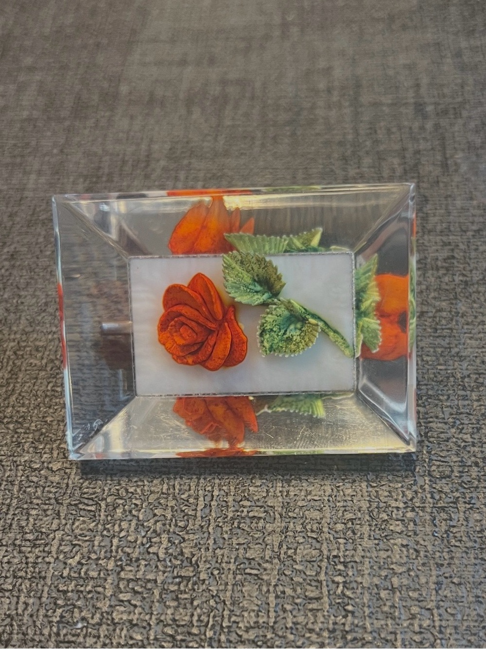 Vintage acrylic carved acrylic lucite brooch